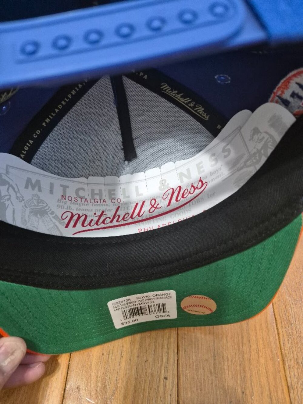 Mitchell & Ness New‎ York Mets Oversweep Cap Adult Blue/Orange One Size NEW - Picture 6 of 9